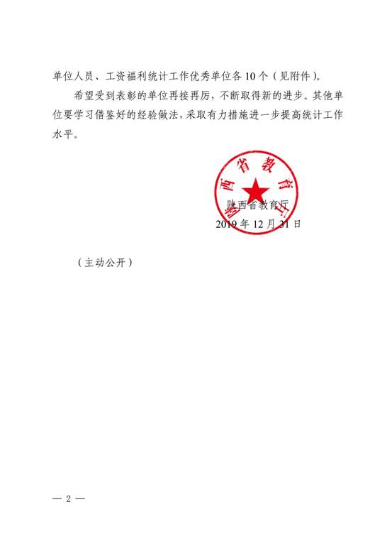 陕教[2019]390号+陕西省教育厅关于表彰2018-2019年人事工资统计工作优秀单位的通知_01